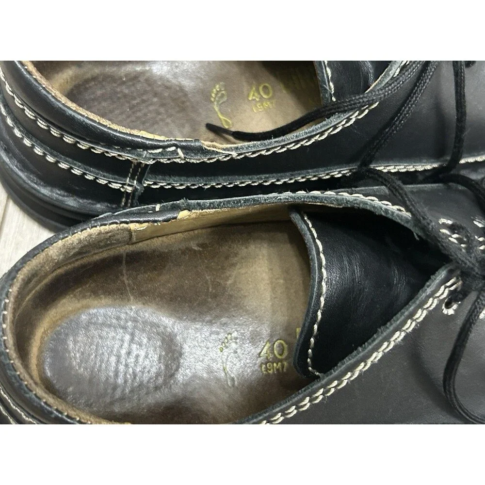 Birkenstock Lace Up Oxford Shoes Black Leather EU 40 US 7 Men ( Women 9)